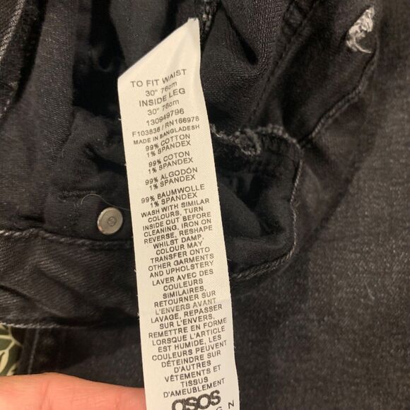 ASOS Womens High Waisted Cropped Ankle Washed Black Jeans 30 Casual Mom Denim - Picture 3 of 5